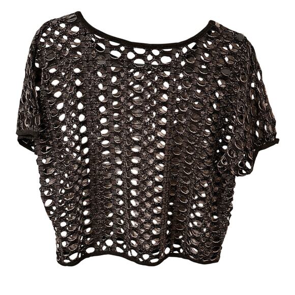 Yelete Fishnet Women's Cropped Top, NWOT, Black Gray, size M - Picture 8 of 8